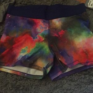 Galaxy print workout shorts
